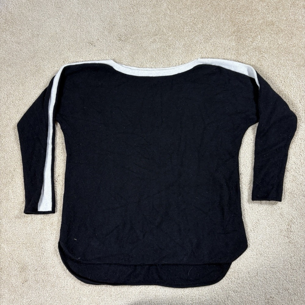 Charter Club Luxury Cashmere Sweater Black Boat Neck Curved Hem Womens XL
